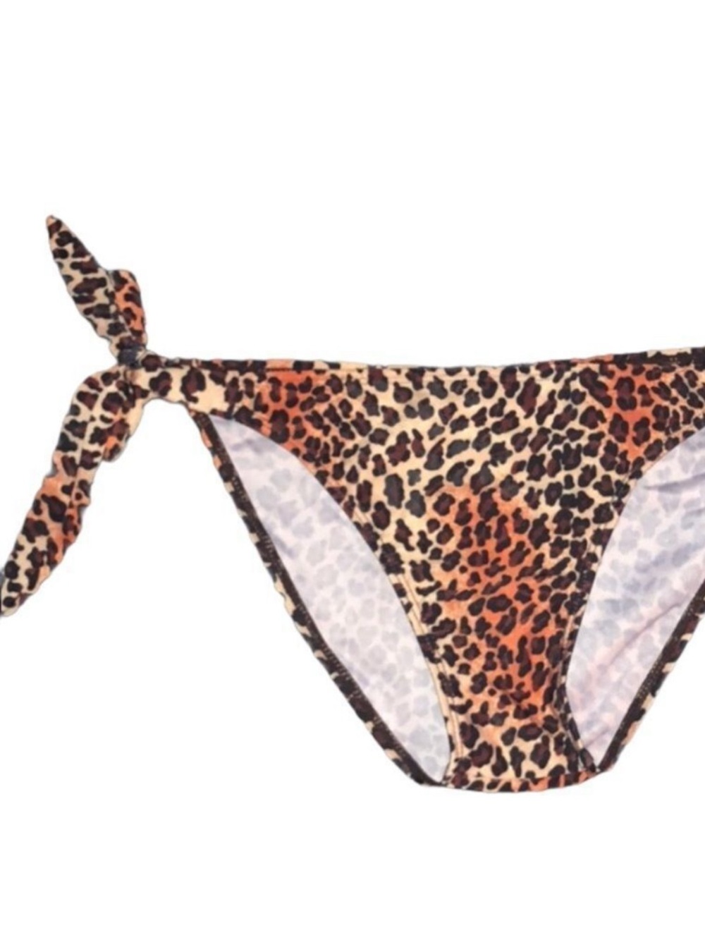 Leopard Bikini Bottom, Tie sides, brown, rust, black.